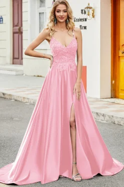 Trendy A Line Esparguete Correias Pavão Verde Vestido Longo Baile de Formatura com Apliques