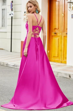 Trendy A Line Esparguete Correias Pavão Verde Vestido Longo Baile de Formatura com Apliques