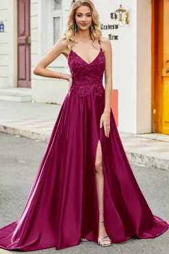 Trendy A Line Esparguete Correias Pavão Verde Vestido Longo Baile de Formatura com Apliques