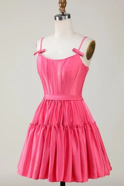 Trendy A-Line Esparguete Correias Preto Vestido Curto Homecoming
