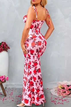 Trompete/sereia Azul Direto Longos Vestido Verão