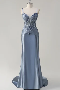 Trompete/sereia Decote Em Coração Espartilho Longos Vestido De Baile