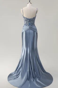 Trompete/sereia Decote Em Coração Espartilho Longos Vestido De Baile