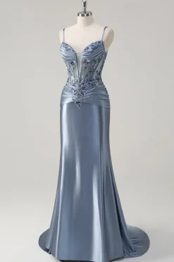 Trompete/sereia Decote Em Coração Espartilho Longos Vestido De Baile
