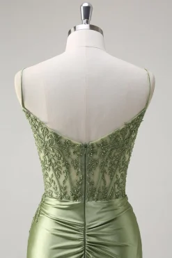 Trompete/sereia Verde Decote em V Espartilho Vestido De Baile