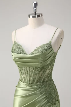 Trompete/sereia Verde Decote em V Espartilho Vestido De Baile