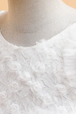 Tule A Line Champagne Girl Dress com Arco