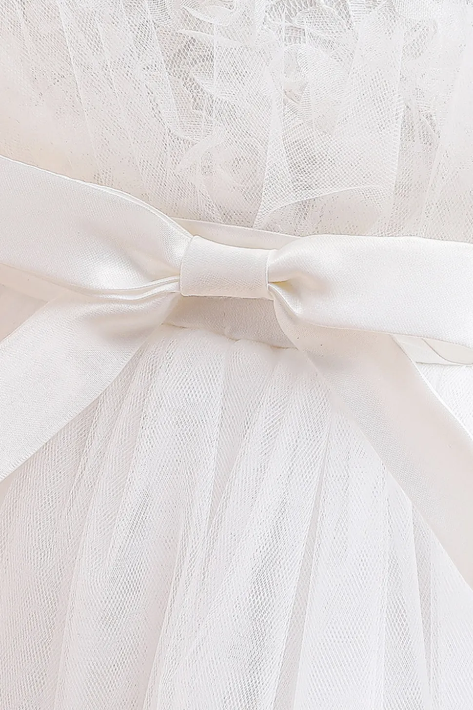 Tule A Line Champagne Girl Dress com Arco