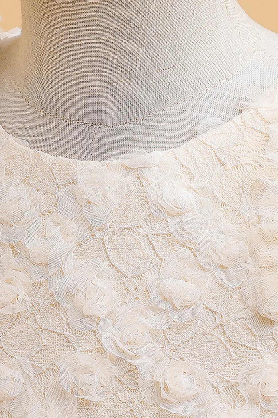 Tule A Line Champagne Girl Dress com Arco