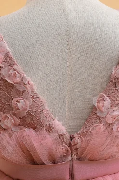 Tule A Line Champagne Girl Dress com Arco