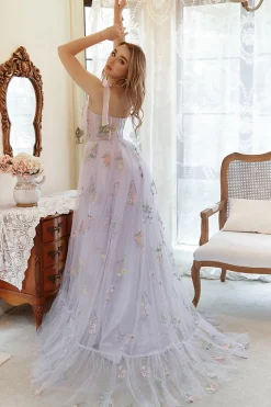 Tule Mais Tamanho Vestido de Festa Com Bordado