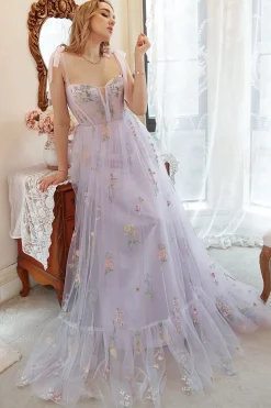 Tule Mais Tamanho Vestido de Festa Com Bordado