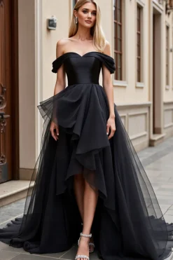 Tule Preto Fora do Ombro De Baile/Princesa Vestidos de Noiva