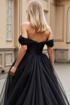 Tule Preto Fora do Ombro De Baile/Princesa Vestidos de Noiva
