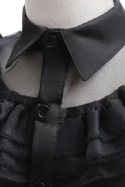 Tule preto Um vestido de menina linha com cinto