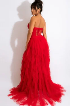 Tule Querida Vestido Preto Baile com Fenda