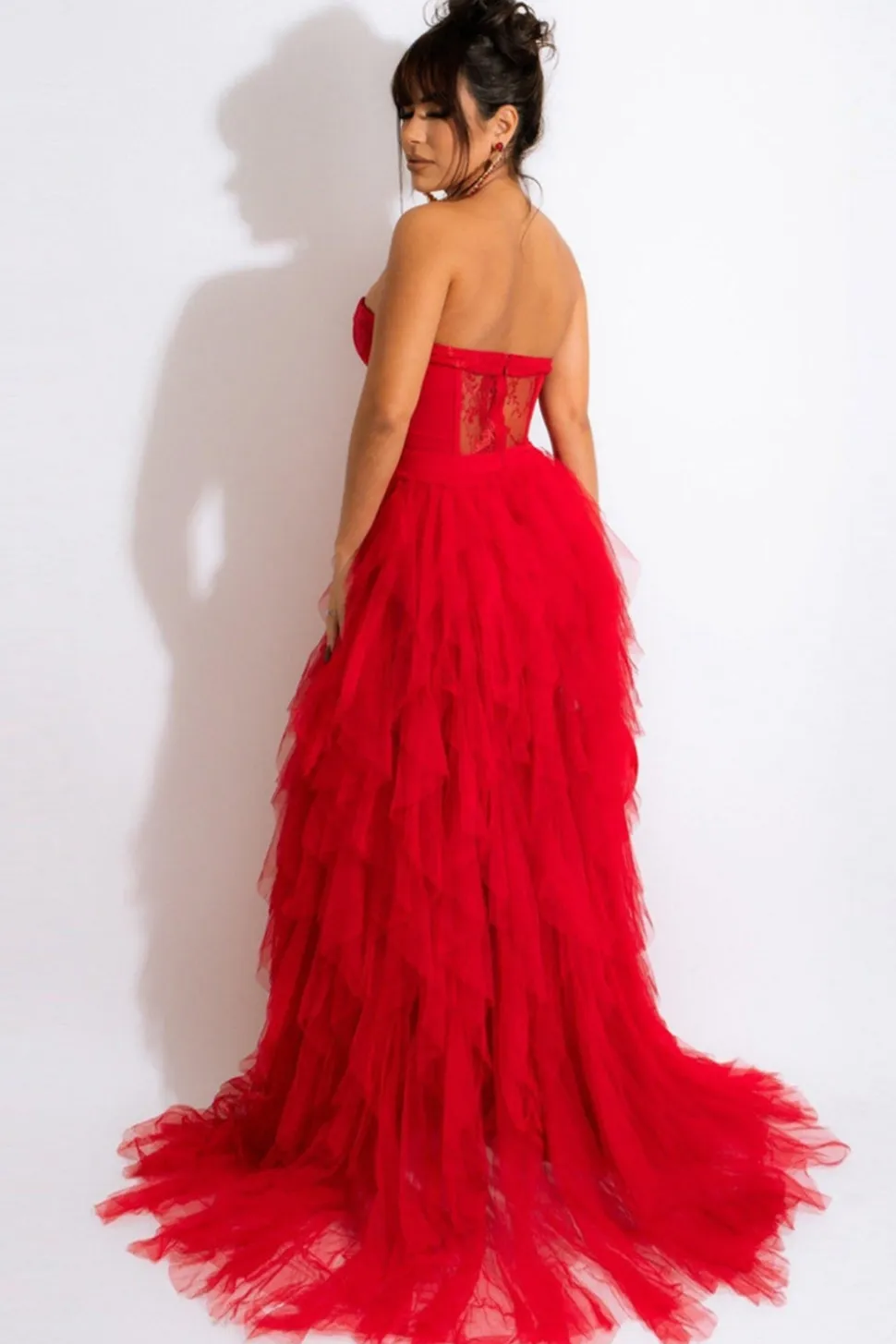 Tule Querida Vestido Preto Baile com Fenda