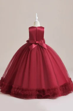 Tule verde sem mangas Um vestido de menina linha com renda