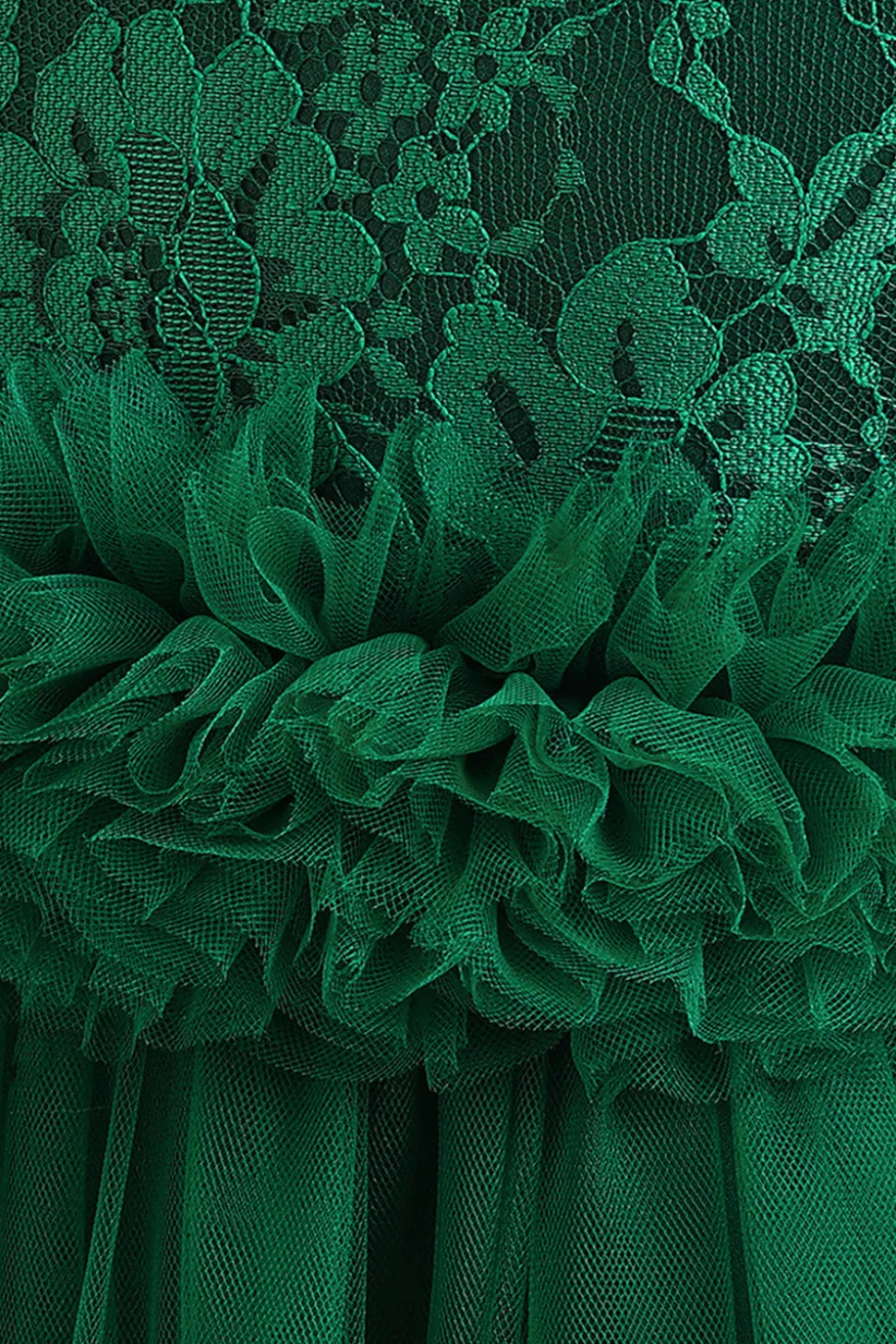 Tule verde sem mangas Um vestido de menina linha com renda