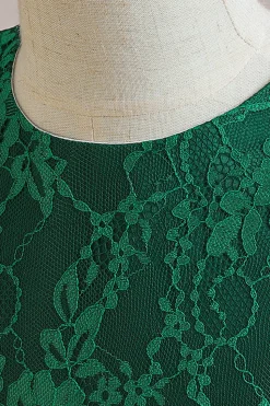 Tule verde sem mangas Um vestido de menina linha com renda