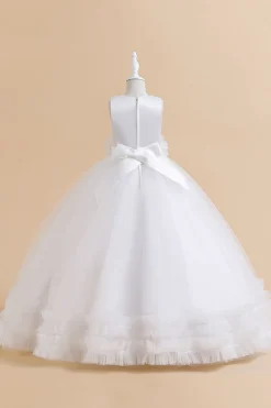 Tule verde sem mangas Um vestido de menina linha com renda