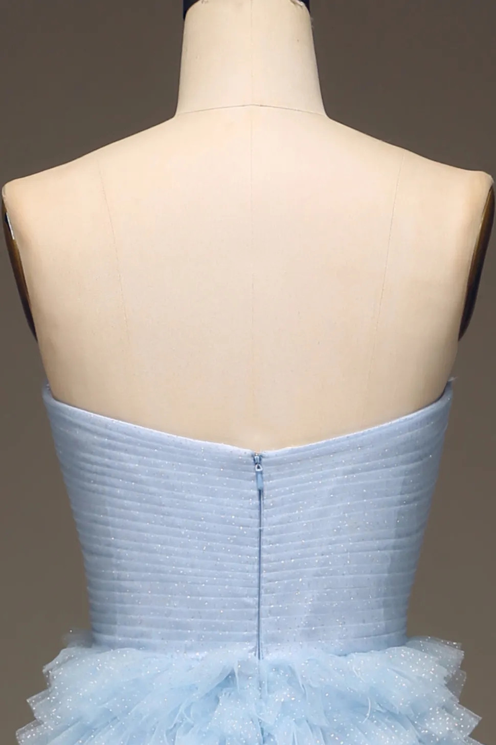 Tule Vestido de baile de formatura azul claro com fenda