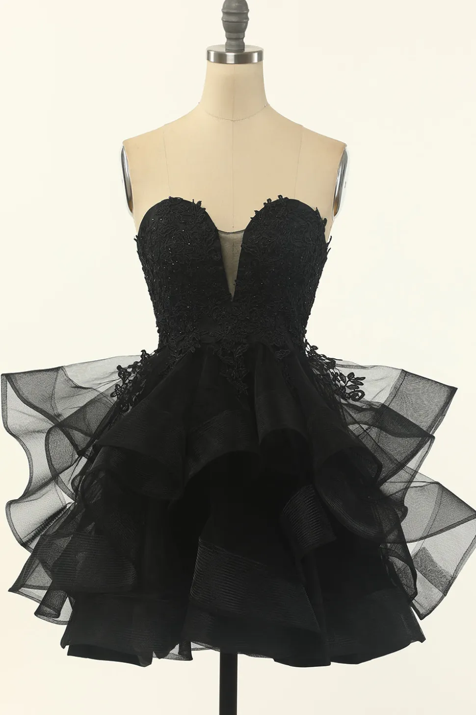 Tulle pouco vestido preto sem alças