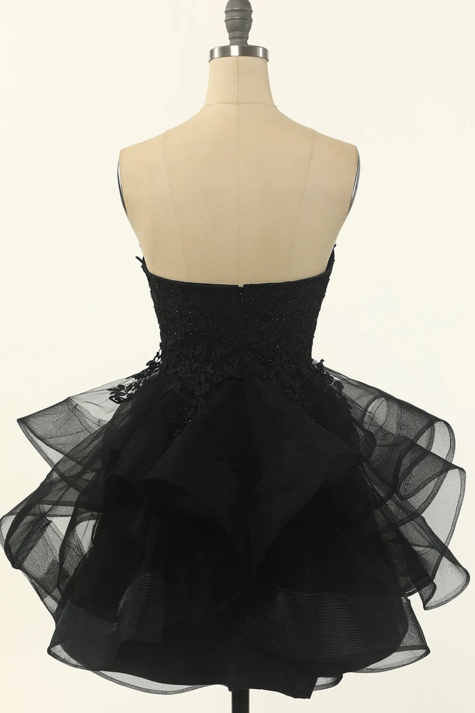 Tulle pouco vestido preto sem alças