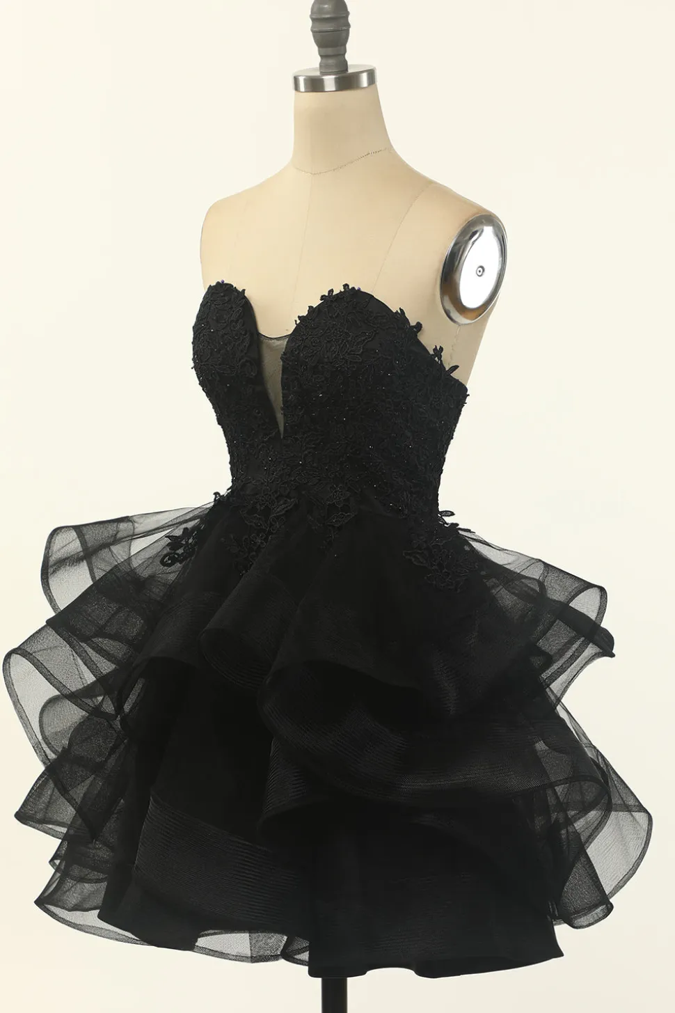 Tulle pouco vestido preto sem alças
