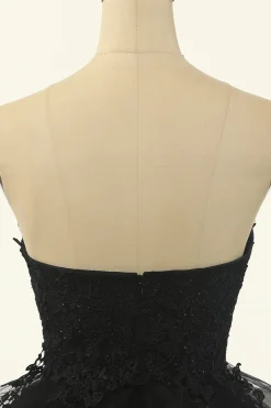 Tulle pouco vestido preto sem alças