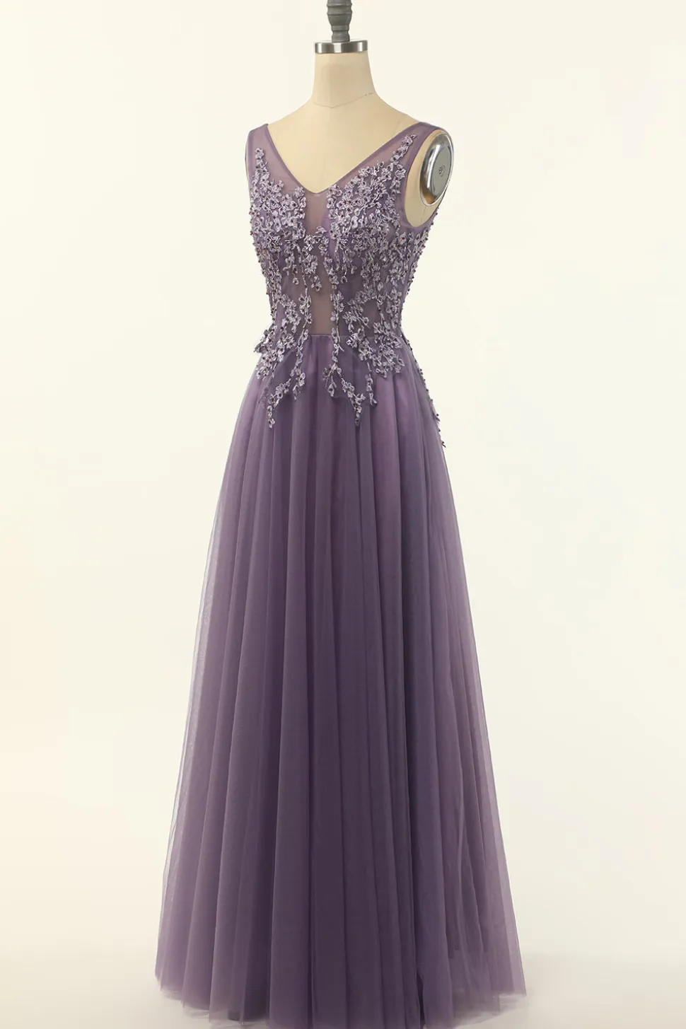 Tulle Roxo A-line Vestido de baile