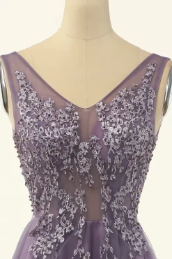 Tulle Roxo A-line Vestido de baile