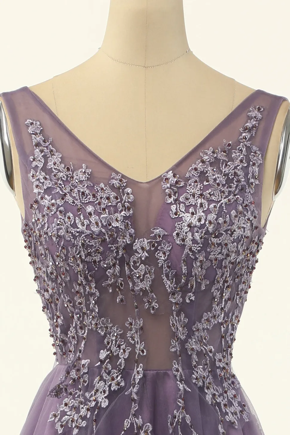 Tulle Roxo A-line Vestido de baile