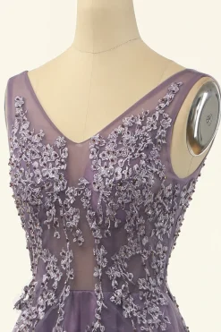 Tulle Roxo A-line Vestido de baile