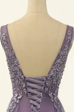 Tulle Roxo A-line Vestido de baile