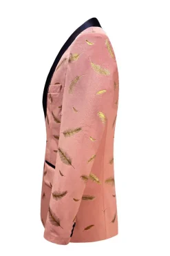 Turquesa Jacquard Lapela Shawl Blazer Masculino