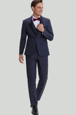 Tuxedo de botão de 3 peças masculinas cinza