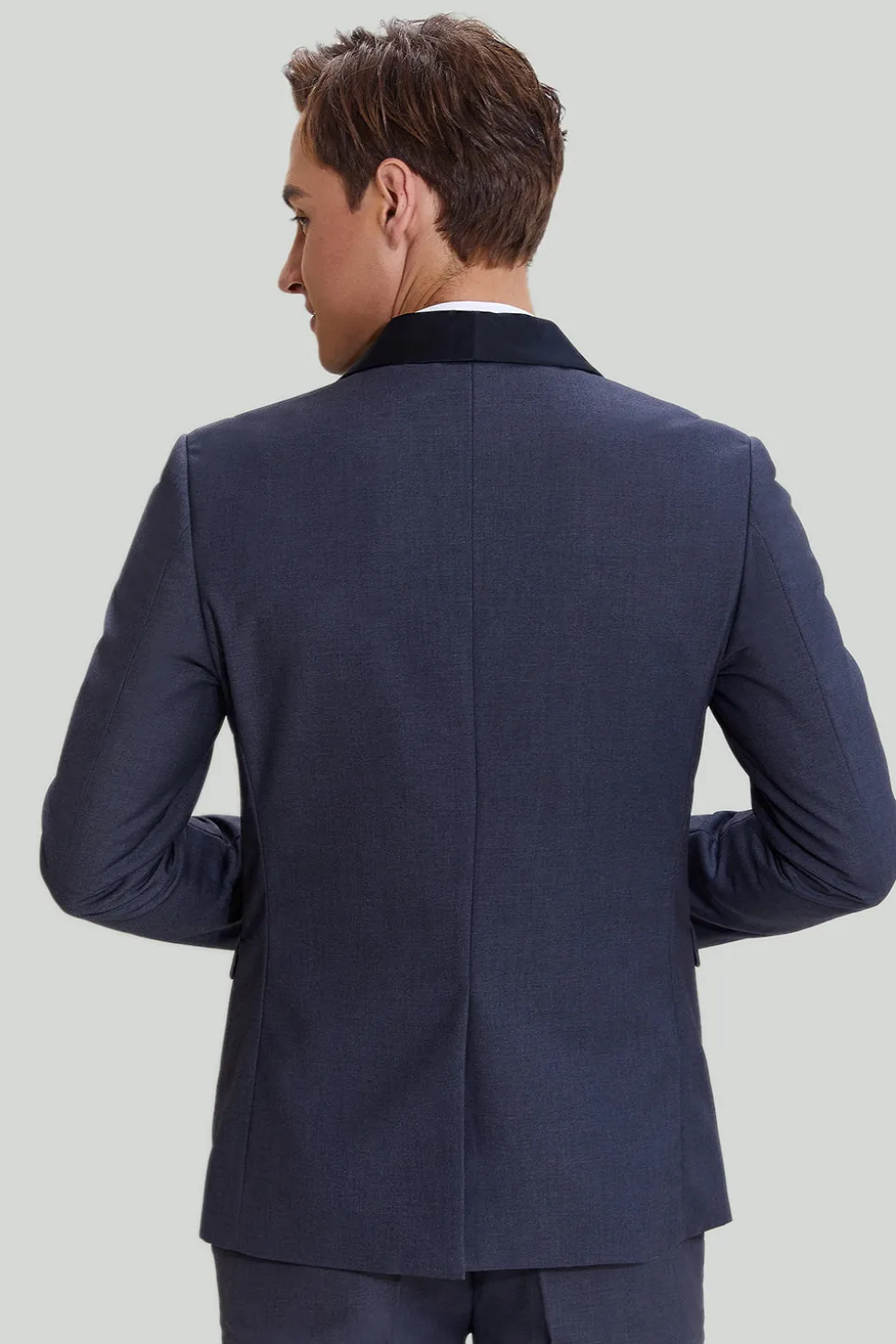 Tuxedo de botão de 3 peças masculinas cinza