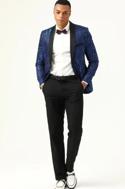Um Botão Jacquard Blazer Masculino