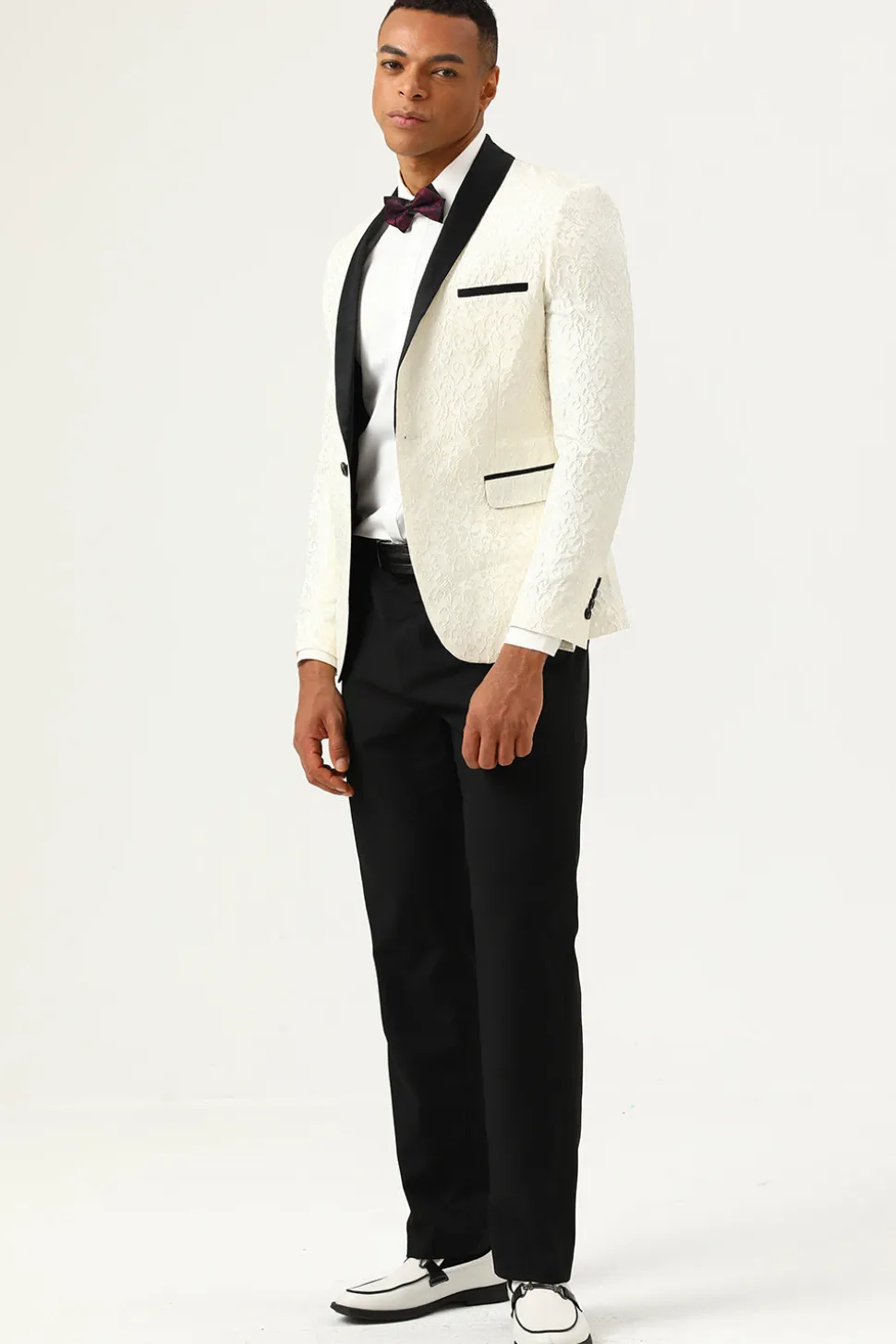 Um Botão Jacquard Blazer Masculino