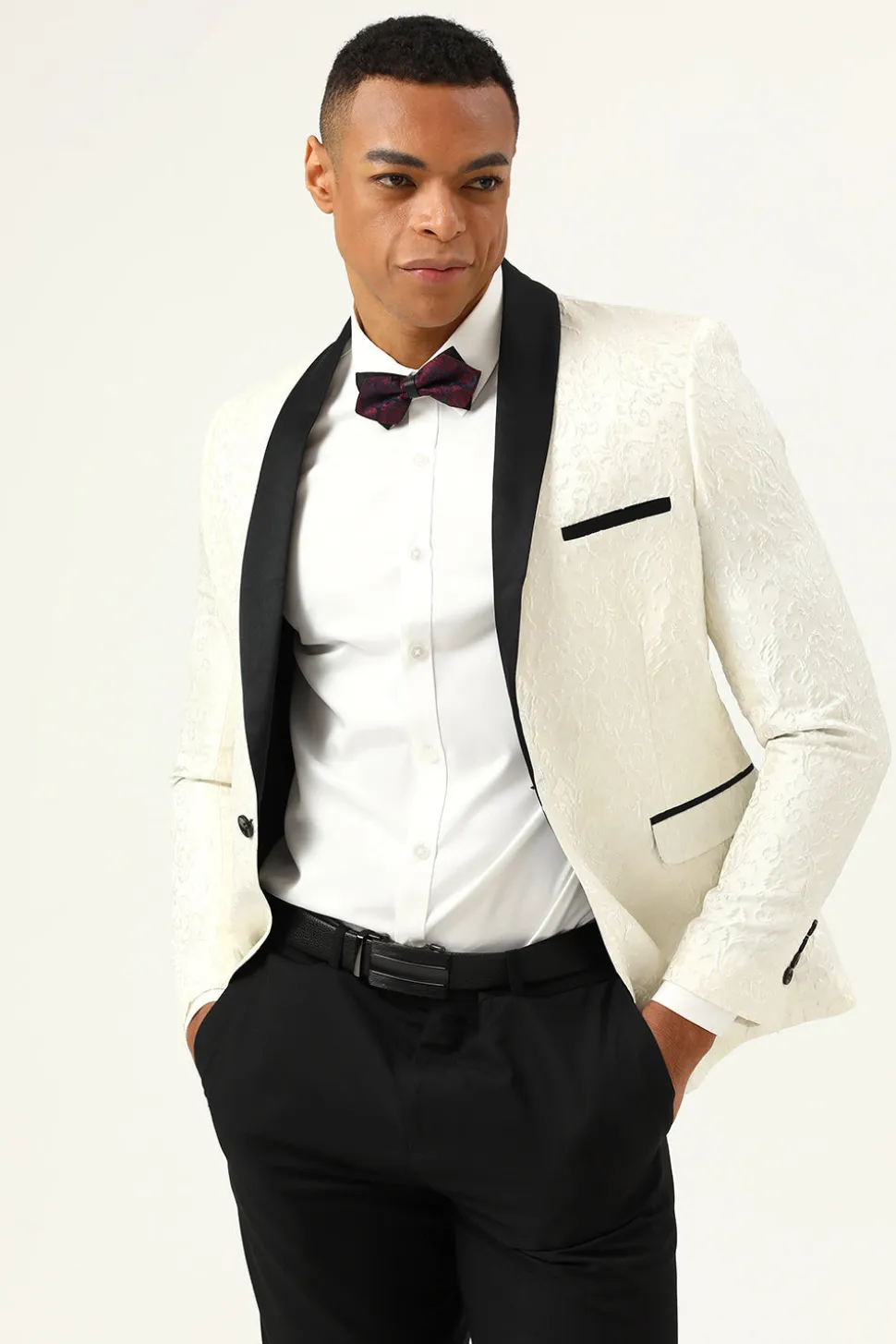 Um Botão Jacquard Blazer Masculino