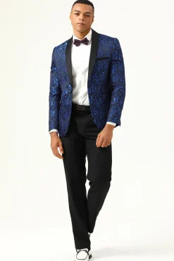 Um Botão Jacquard Blazer Masculino
