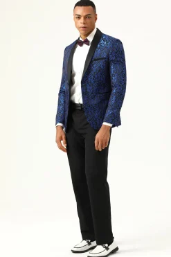 Um Botão Jacquard Blazer Masculino