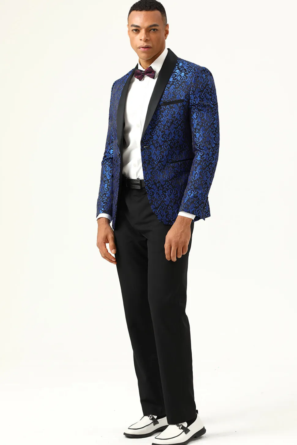 Um Botão Jacquard Blazer Masculino