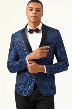 Um Botão Jacquard Blazer Masculino
