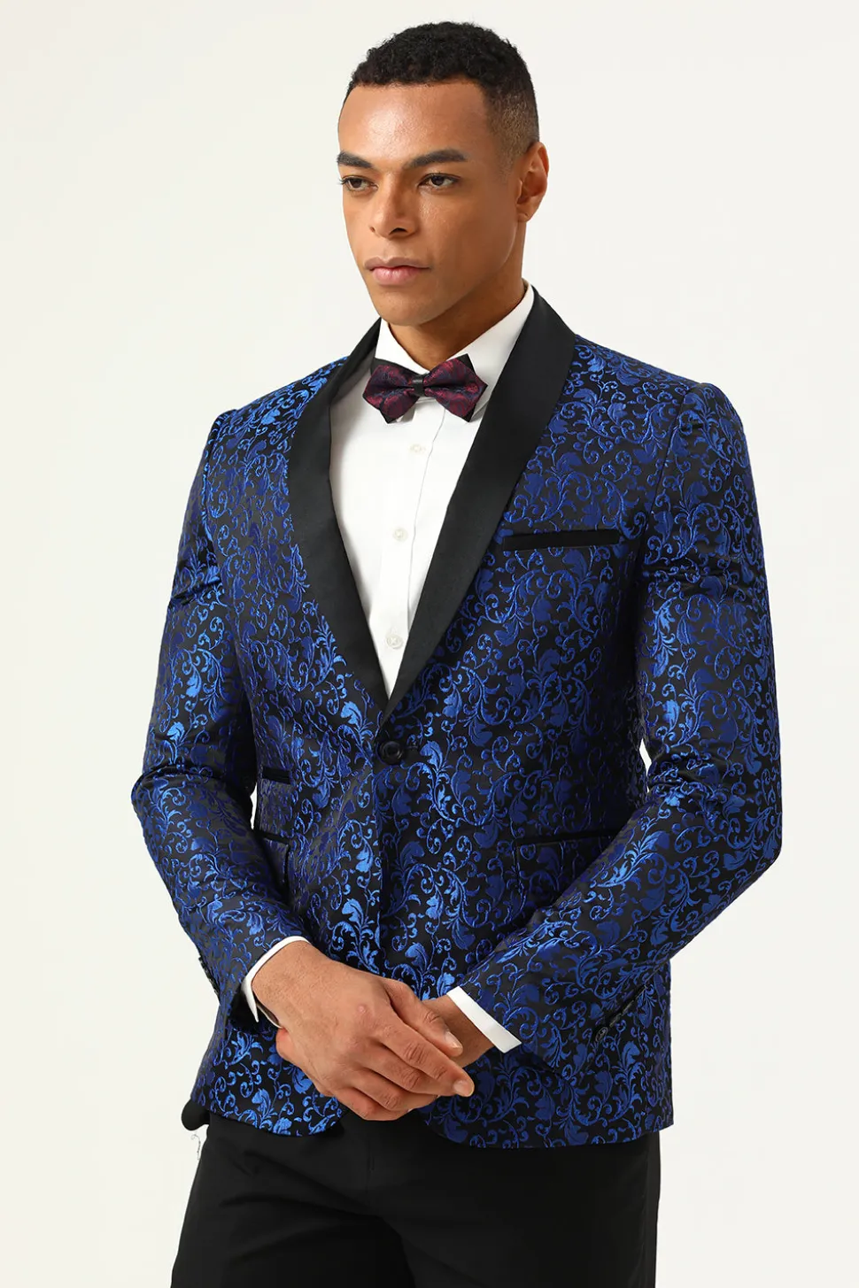 Um Botão Jacquard Blazer Masculino