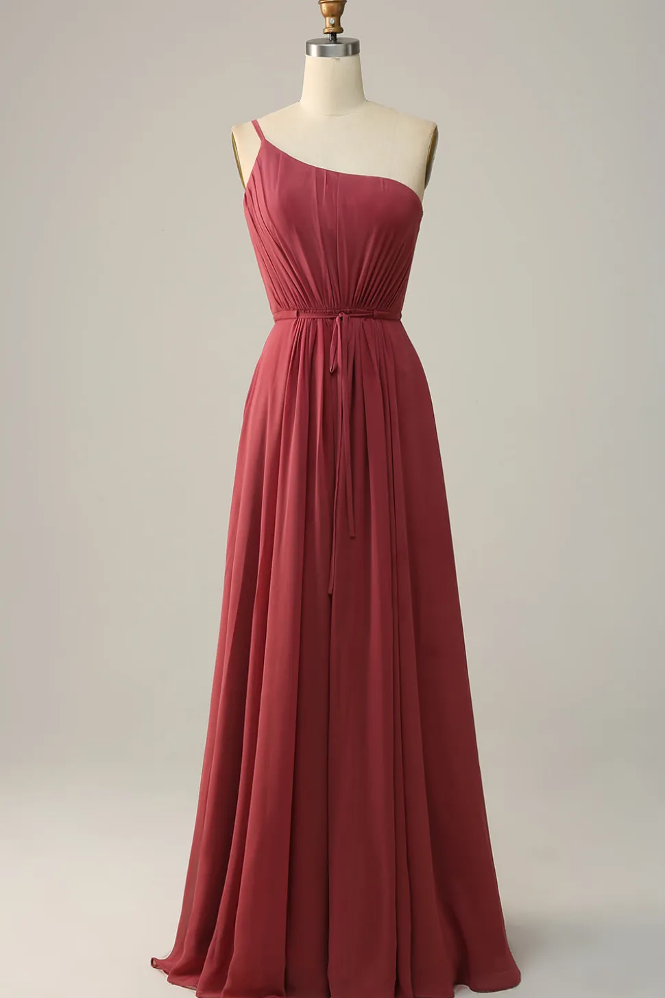 Um Ombro Rosa A Line Vestido de Dama de Honor