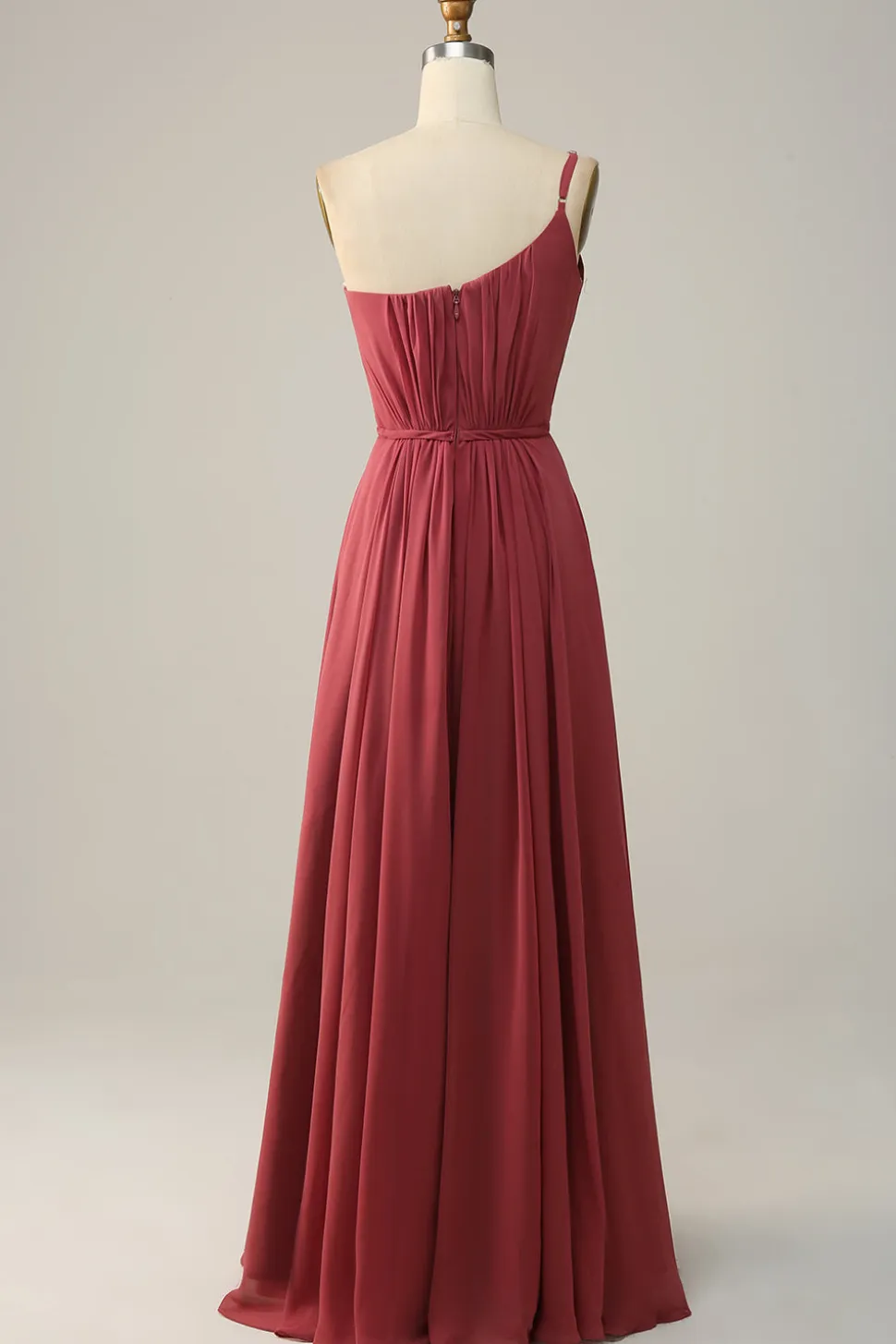 Um Ombro Rosa A Line Vestido de Dama de Honor
