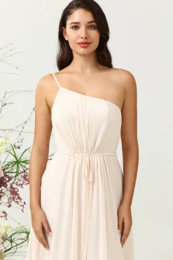 Um Ombro Sem Mangas Champanhe Vestido de Dama de Honra