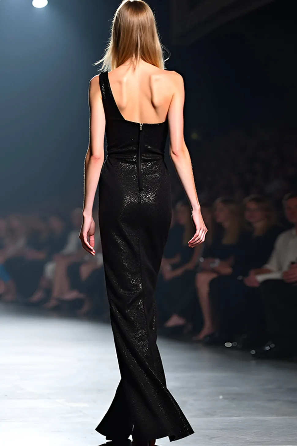 Um ombro vestido de gala bainha preta